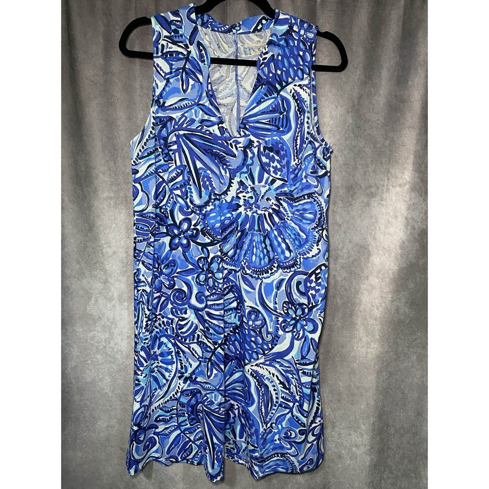 Lilly Pulitzer Emile Dress Blue Zanzibar Zoo Womens Size Medium Resortwear Beach
